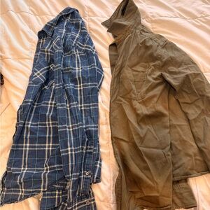 American Apparel Olive and Blue Plaid Shirt/Jacket Combo